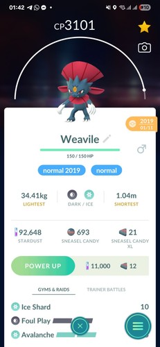 Weavile - (catturato, 2019)